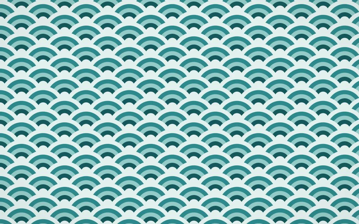 Peacock Court Fine Wave Crests — colourful teal and white seigaiha background