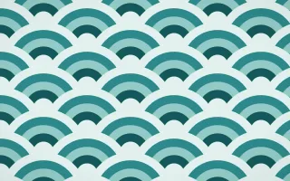 Peacock Court Grand Wave Crests — colourful teal and white seigaiha background
