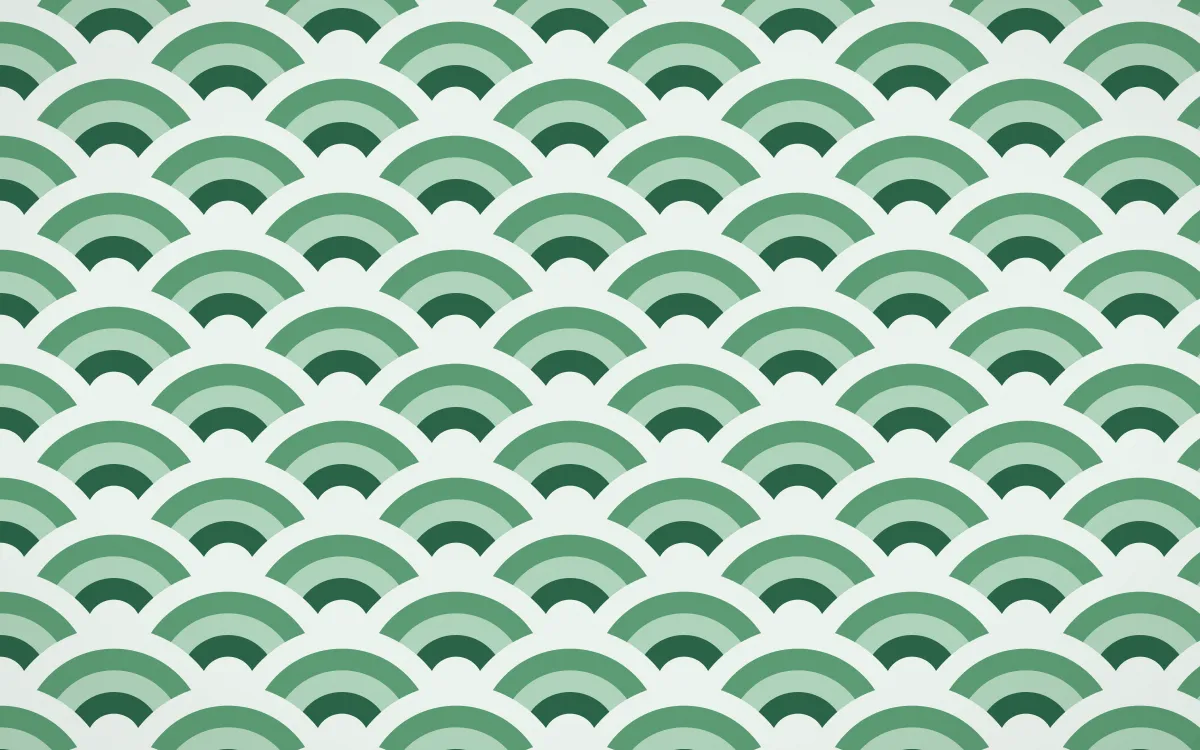 Persian Garden Wave Crests — colourful green and white seigaiha background