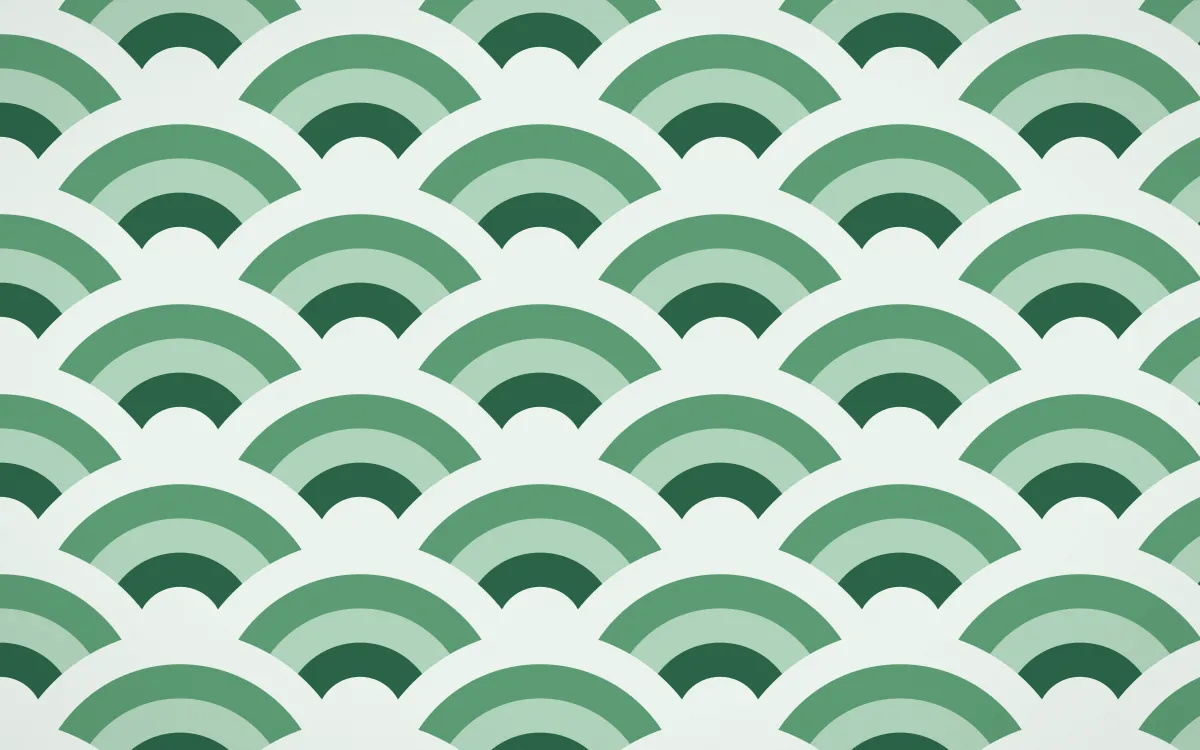 Persian Garden Grand Wave Crests — colourful green and white seigaiha background
