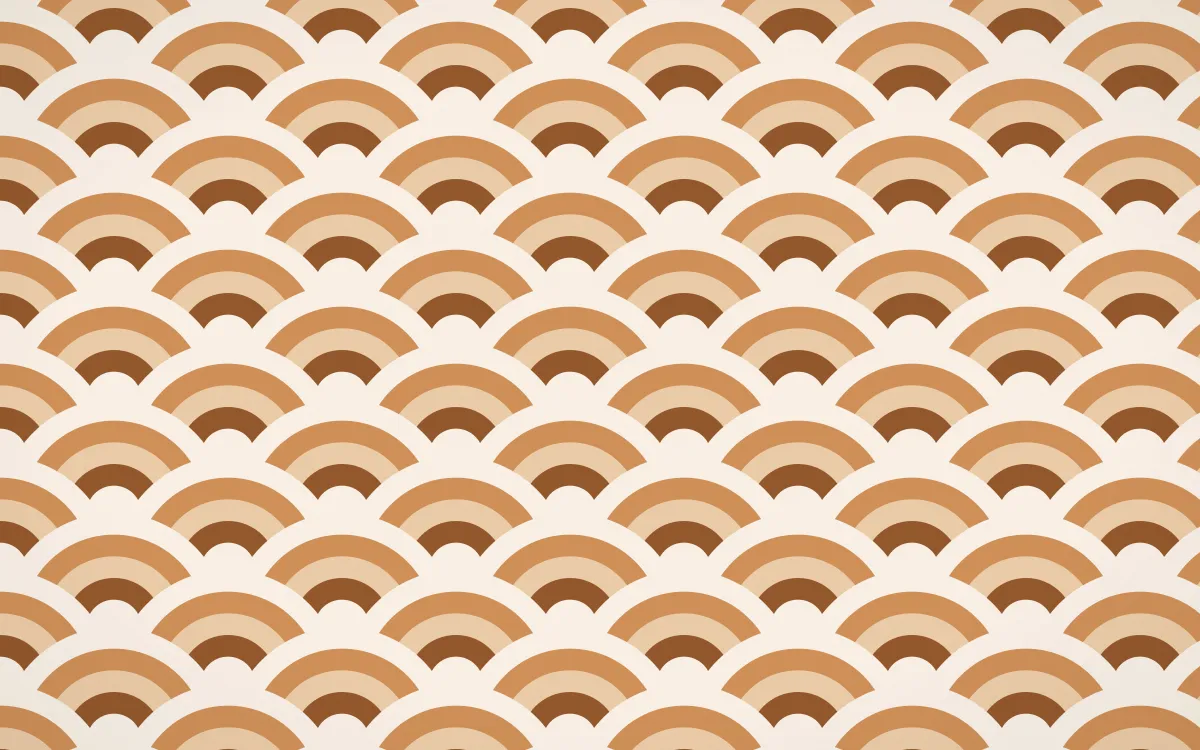 Porto Terra Wave Crests — colourful brown, orange and beige seigaiha background