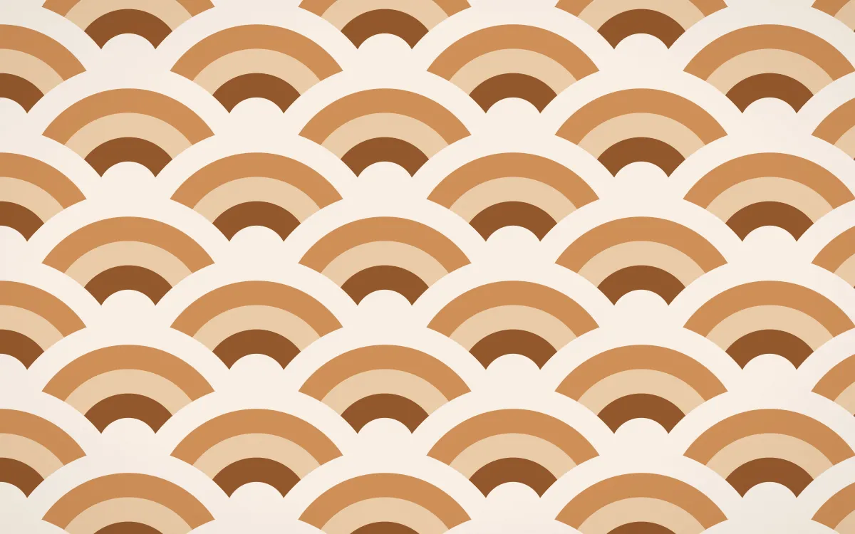 Porto Terra Grand Wave Crests — colourful brown, orange and beige seigaiha background