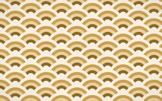 Prague Gold Wave Crests — colourful brown, gold and beige seigaiha background