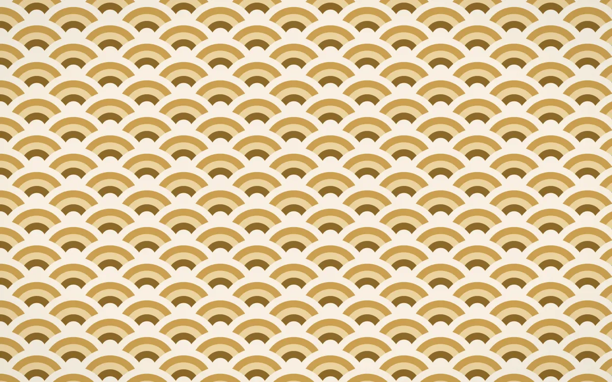 Prague Gold Fine Wave Crests — colourful brown, gold and beige seigaiha background