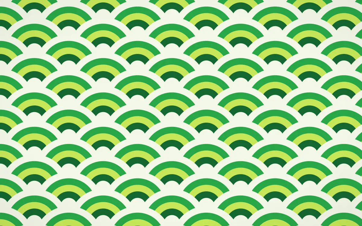 Rio Carnival Wave Crests — colourful green seigaiha background