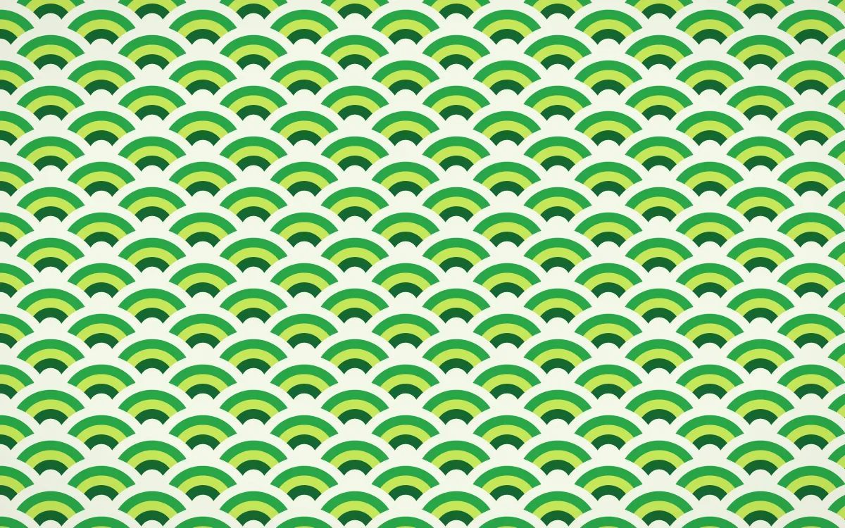 Rio Carnival Fine Wave Crests — colourful green seigaiha background