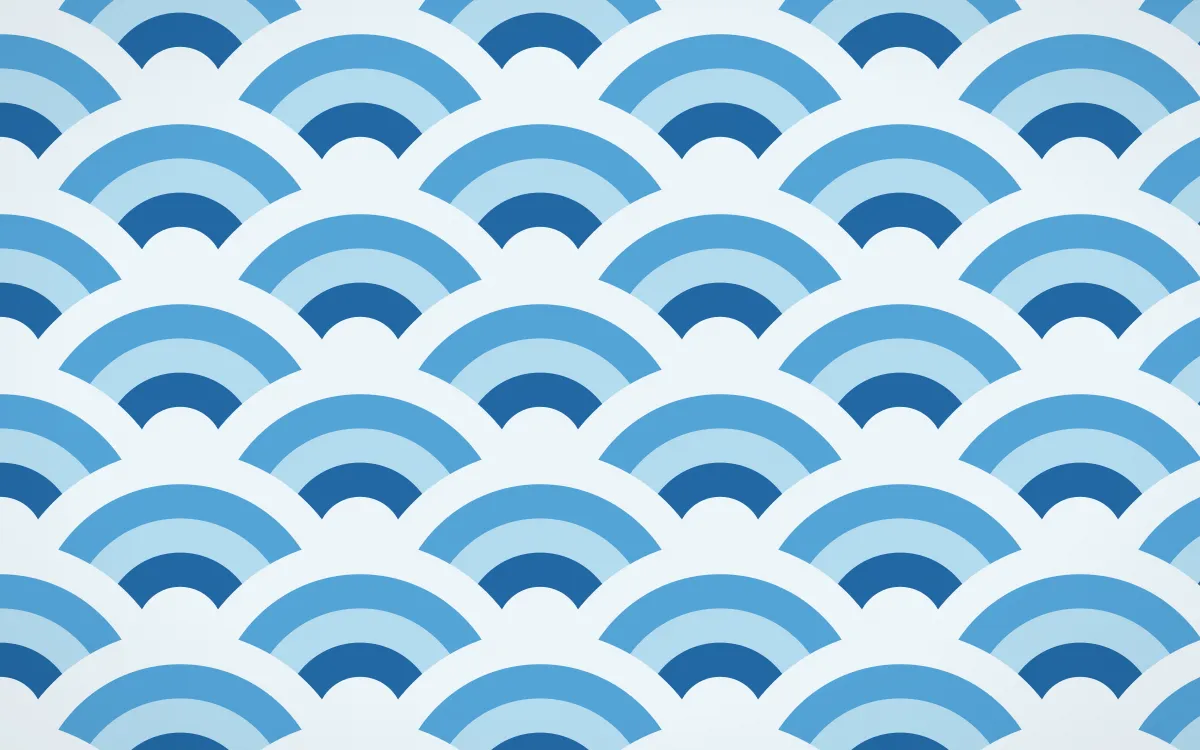 Côte d'Azur Grand Wave Crests — colourful blue and white seigaiha background