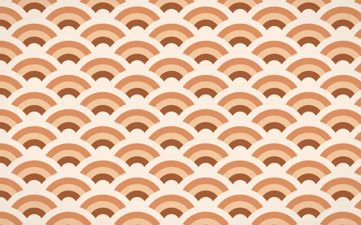 Sahara Dusk Wave Crests — colourful orange and beige seigaiha background
