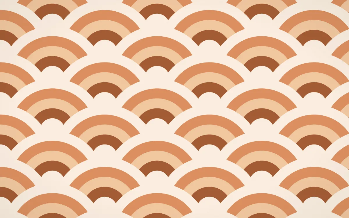 Sahara Dusk Grand Wave Crests — colourful orange and beige seigaiha background