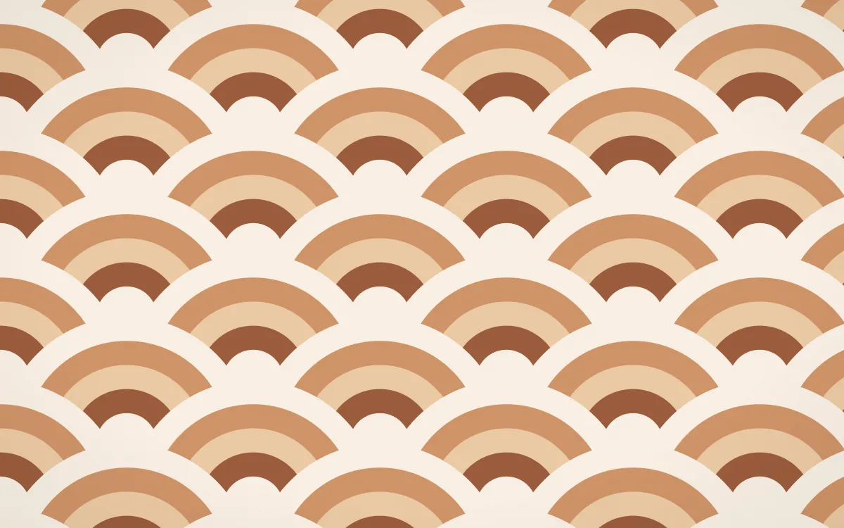 Santa Fe Adobe Grand Wave Crests — colourful orange and beige seigaiha background