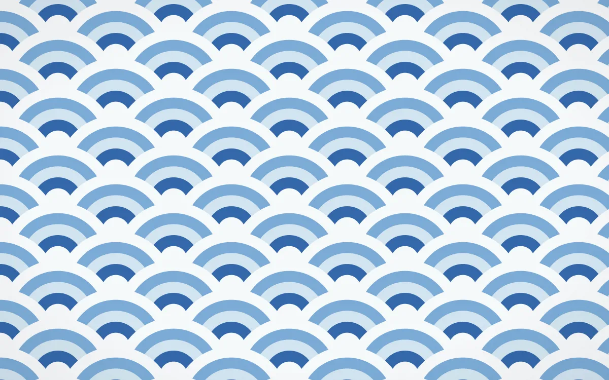 Santorini Wave Crests — colourful blue and white seigaiha background