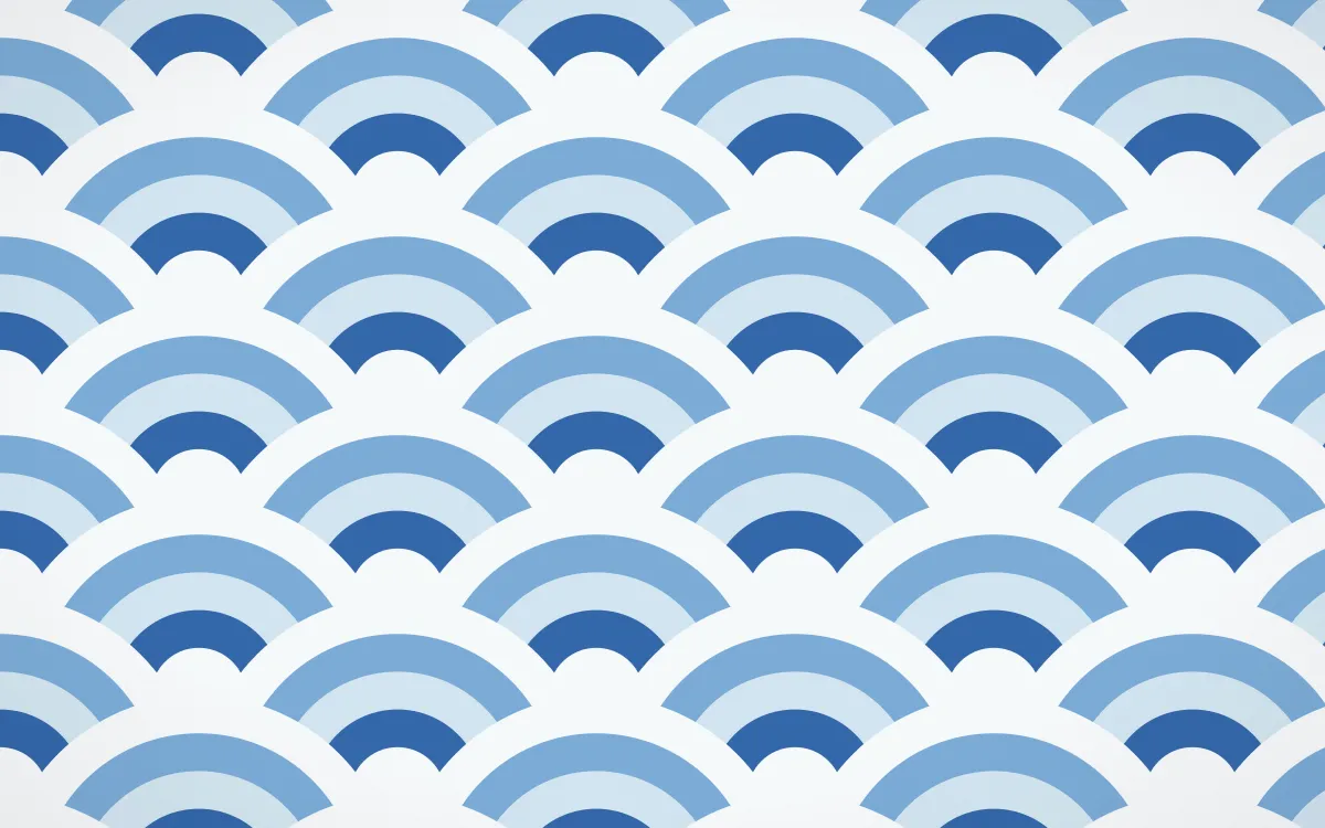 Santorini Grand Wave Crests — colourful blue and white seigaiha background
