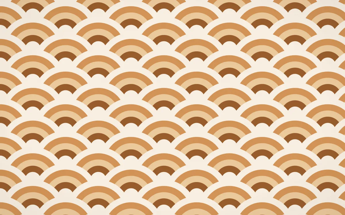 Savanna Clay Wave Crests — colourful brown, orange and beige seigaiha background