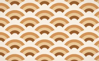 Savanna Clay Grand Wave Crests — colourful brown, orange and beige seigaiha background