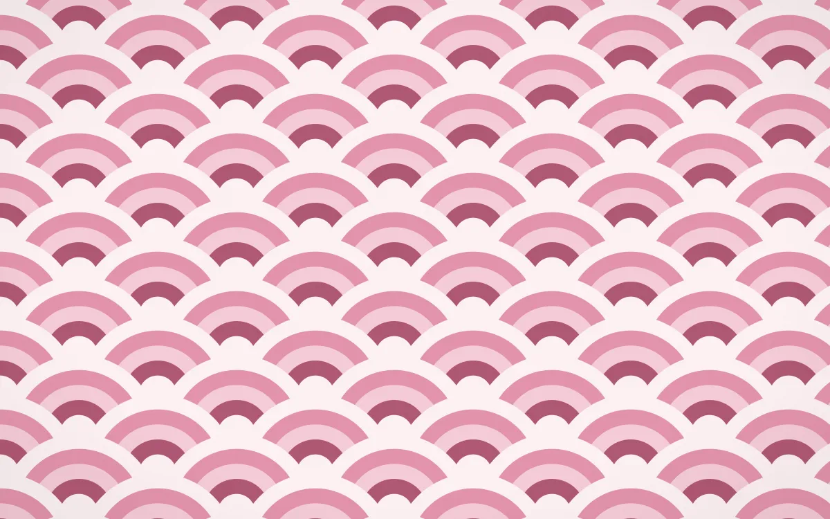 Seoul Blossom Wave Crests — colourful pink and white seigaiha background
