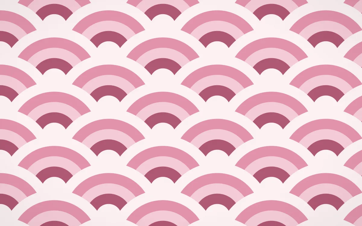 Seoul Blossom Grand Wave Crests — colourful pink and white seigaiha background