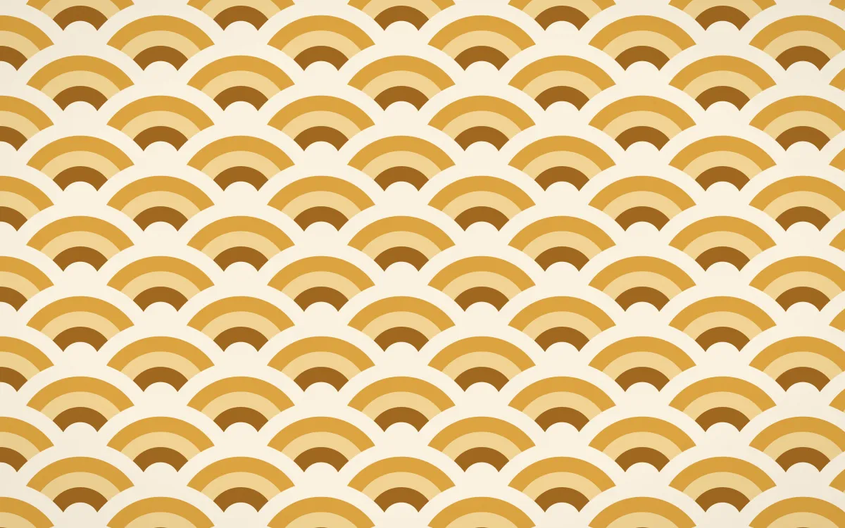 Sevilla Ochre Wave Crests — colourful brown, gold and beige seigaiha background