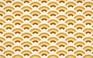 Sevilla Ochre Wave Crests — colourful brown, gold and beige seigaiha background