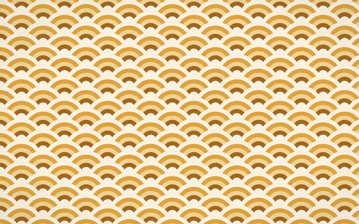 Sevilla Ochre Fine Wave Crests — colourful brown, gold and beige seigaiha background
