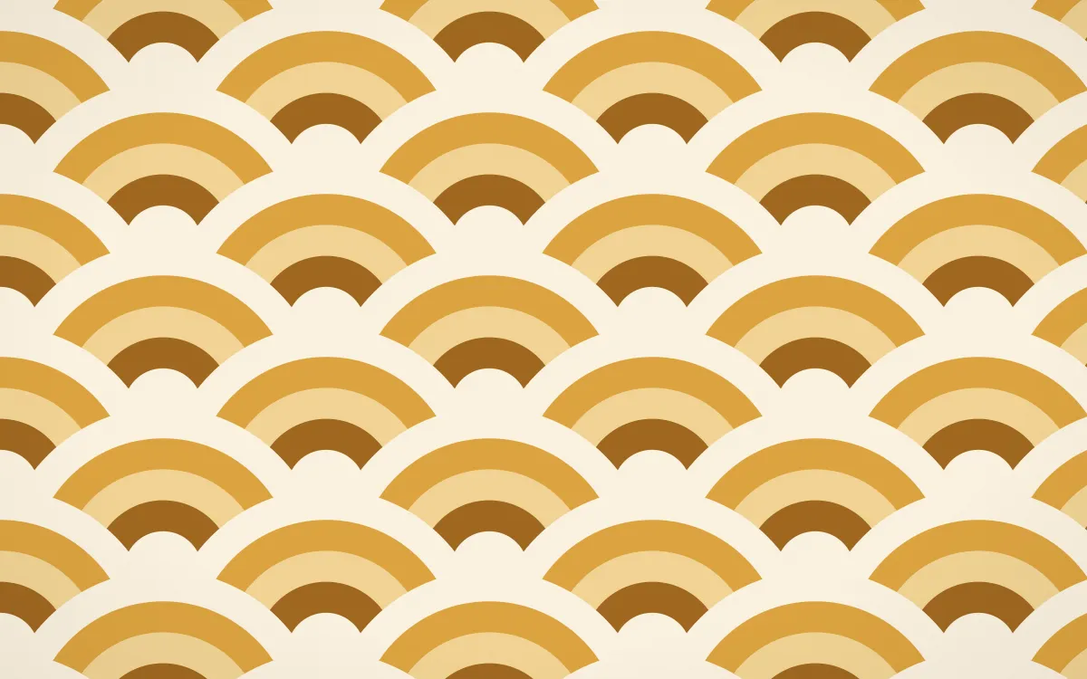 Sevilla Ochre Grand Wave Crests — colourful brown, gold and beige seigaiha background