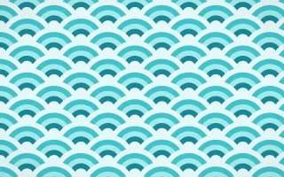 Tahiti Lagoon Wave Crests — colourful teal and white seigaiha background