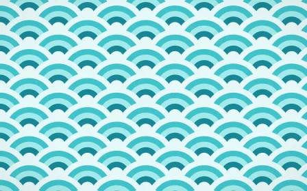 Tahiti Lagoon Wave Crests — colourful teal and white seigaiha background
