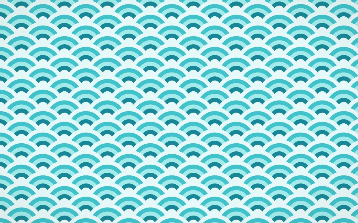 Tahiti Lagoon Fine Wave Crests — colourful teal and white seigaiha background