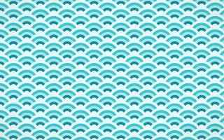 Tahiti Lagoon Fine Wave Crests — colourful teal and white seigaiha background