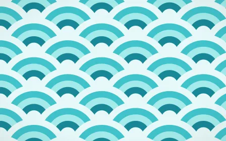 Tahiti Lagoon Grand Wave Crests — colourful teal and white seigaiha background