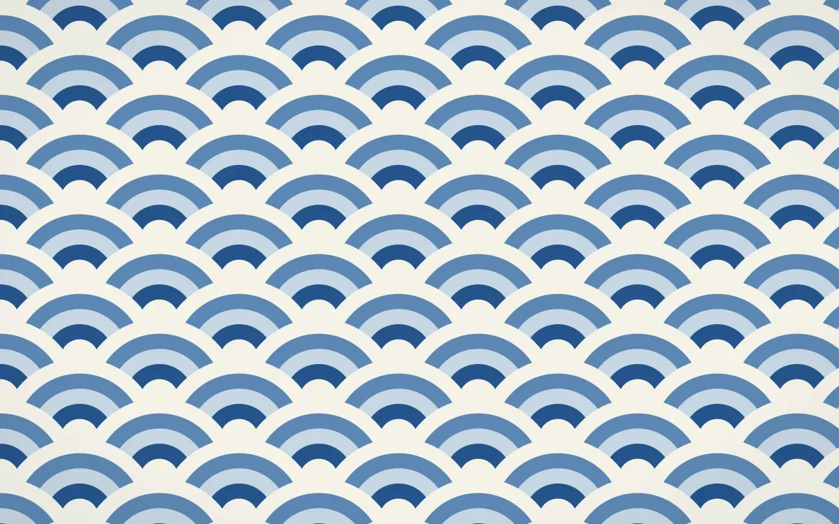 Talavera Puebla Wave Crests — colourful blue and white seigaiha background