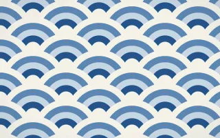 Talavera Puebla Grand Wave Crests — colourful blue and white seigaiha background