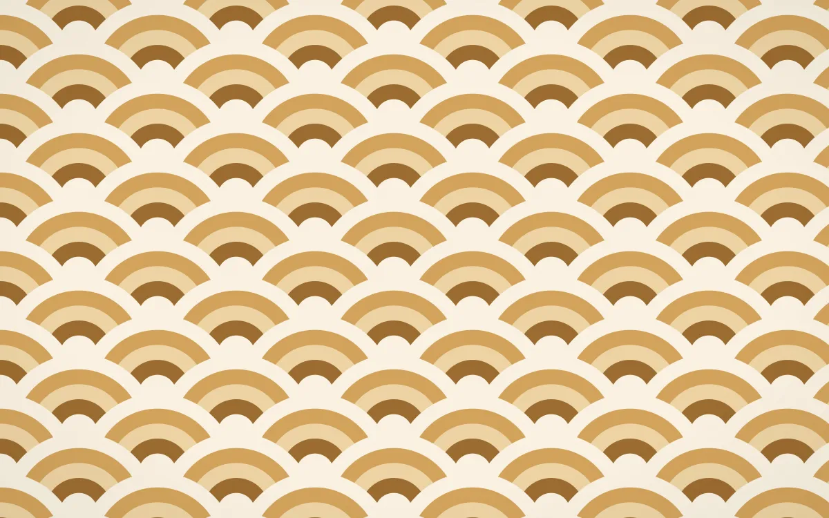 Tuscany Sun Wave Crests — colourful brown, orange and beige seigaiha background