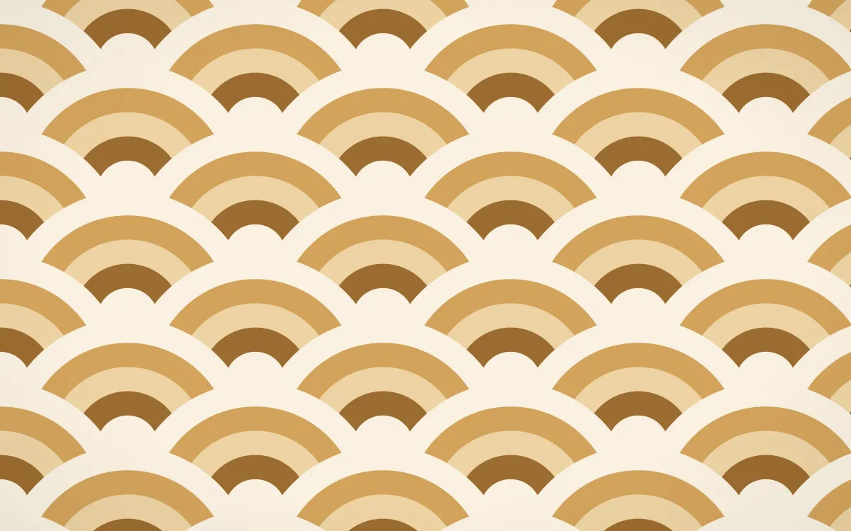 Tuscany Sun Grand Wave Crests — colourful brown, orange and beige seigaiha background