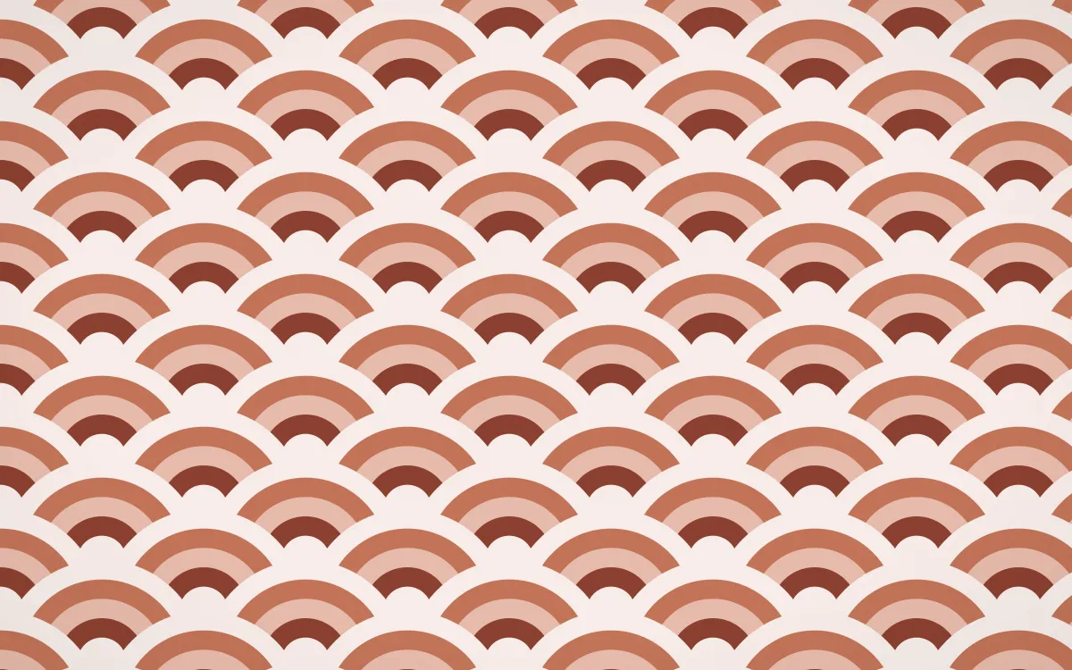 Venetian Rosso Wave Crests — colourful brown, orange and white seigaiha background