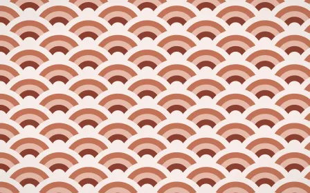 Venetian Rosso Wave Crests — colourful brown, orange and white seigaiha background