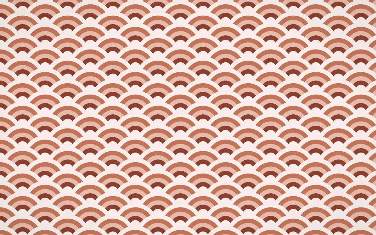 Venetian Rosso Fine Wave Crests — colourful brown, orange and white seigaiha background
