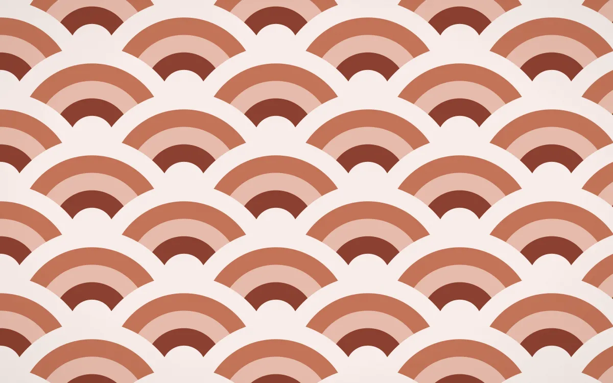 Venetian Rosso Grand Wave Crests — colourful brown, orange and white seigaiha background