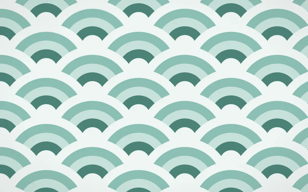 Winter Palace Grand Wave Crests — colourful teal and white seigaiha background
