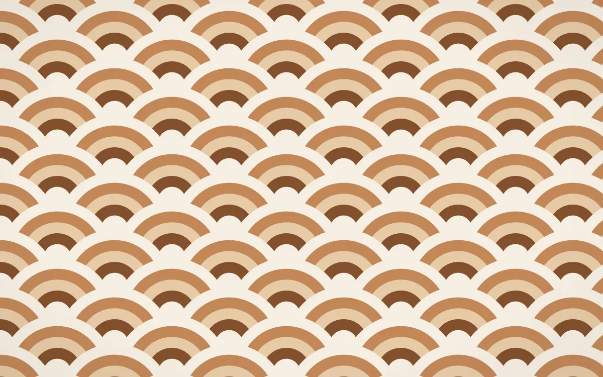 Zanzibar Spice Wave Crests — colourful brown, orange and beige seigaiha background