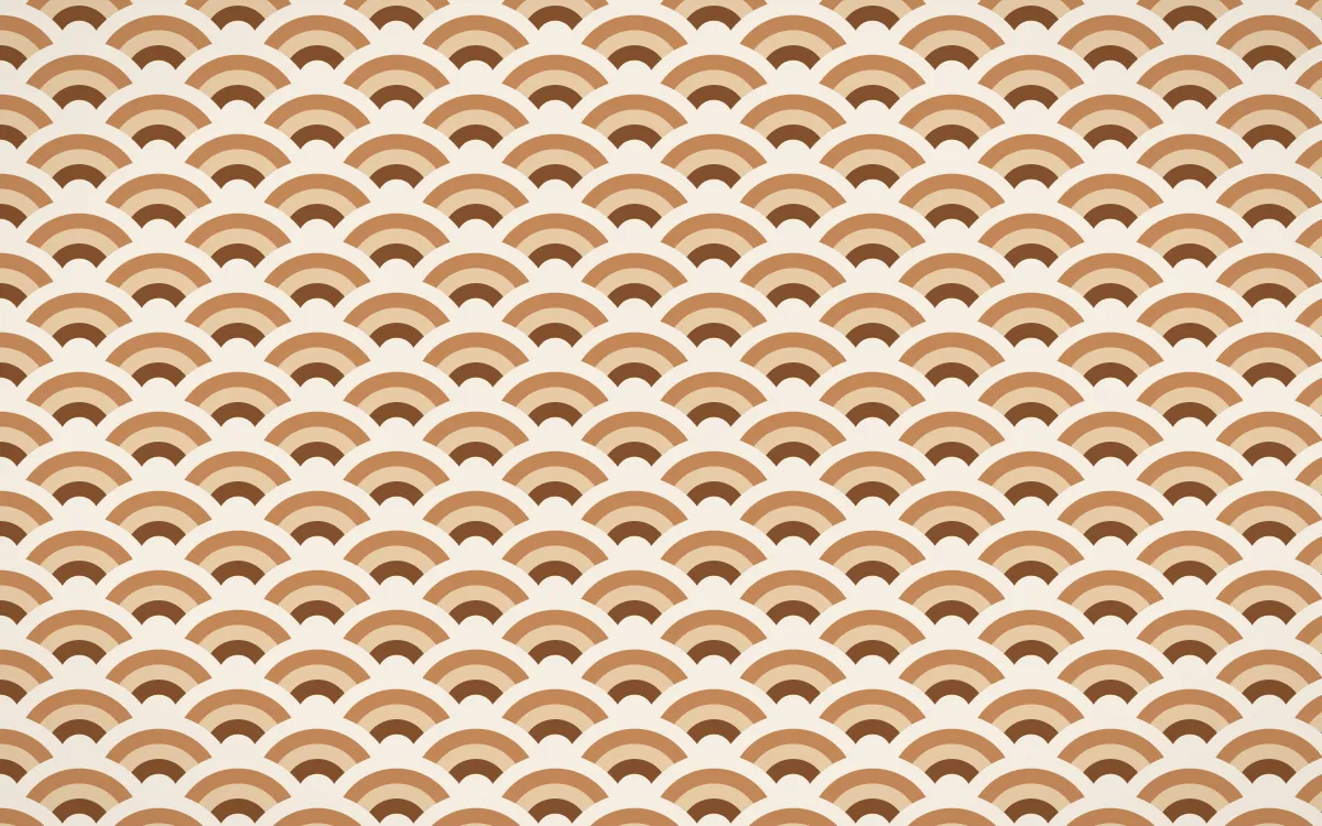 Zanzibar Spice Fine Wave Crests — colourful brown, orange and beige seigaiha background