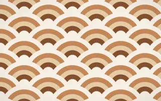 Zanzibar Spice Grand Wave Crests — colourful brown, orange and beige seigaiha background