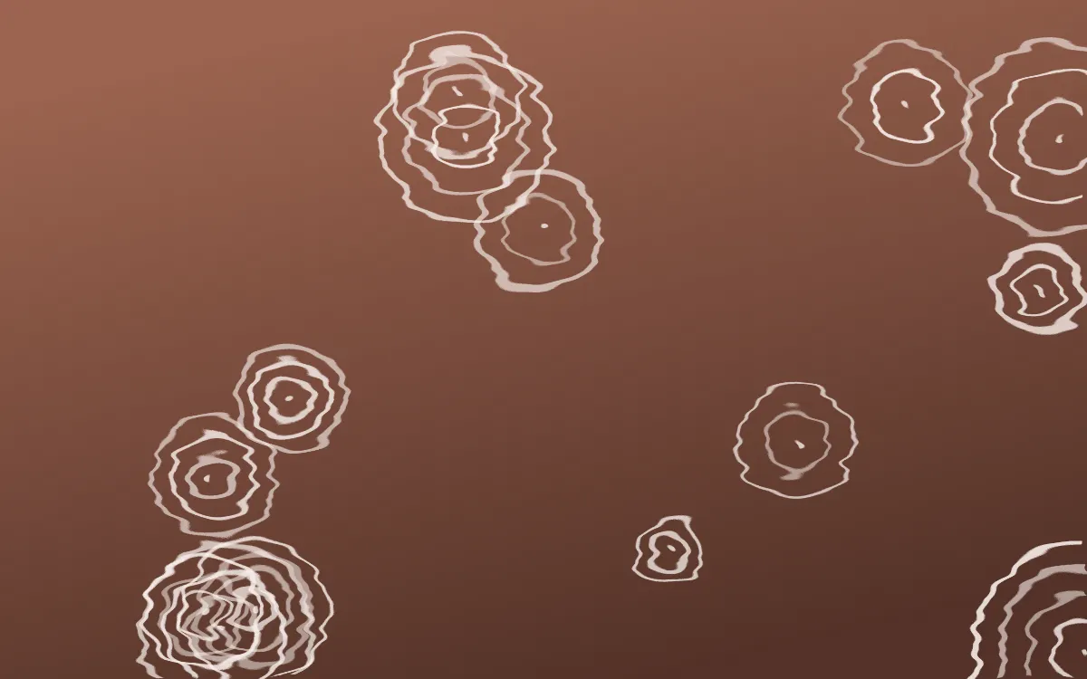 Budapest Rose Shibori Rings — dark orange, brown and white shibori background