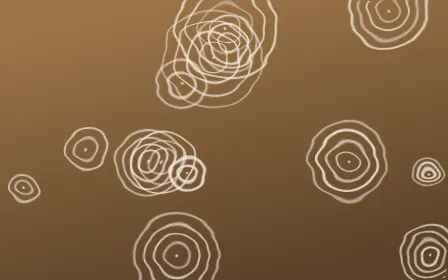 Cappadocia Shibori Rings — dark orange, brown and beige shibori background