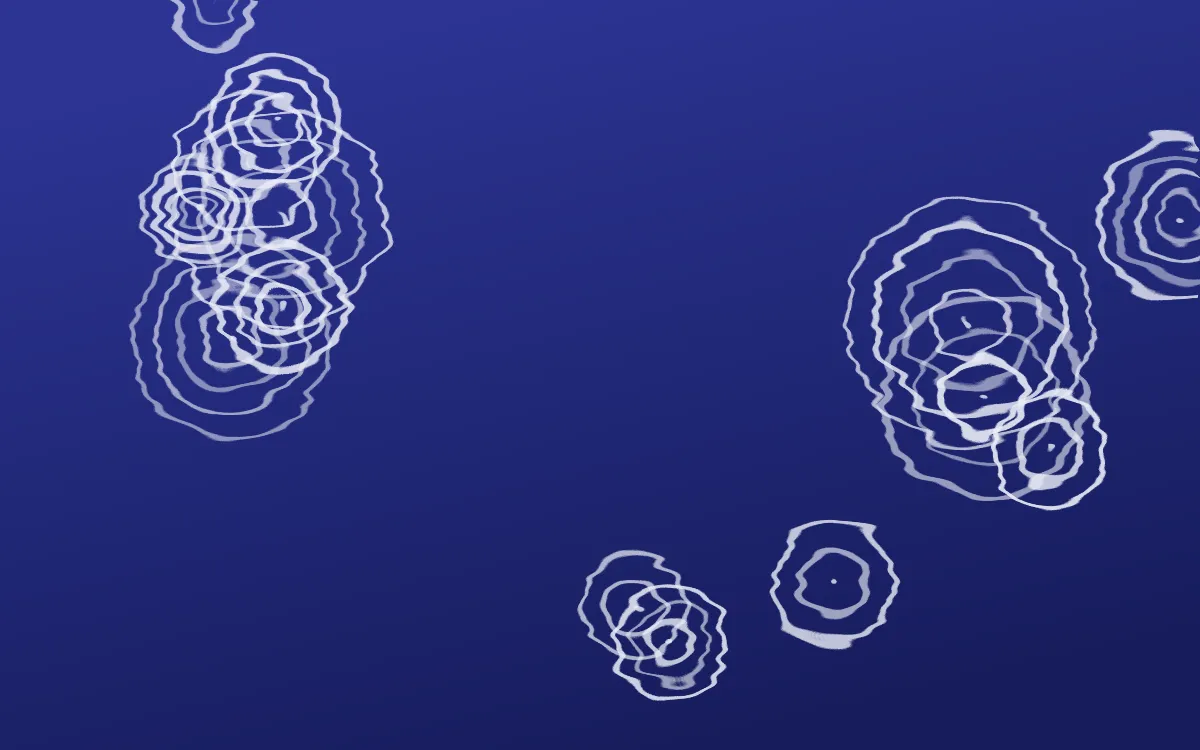Majorelle Shibori Rings — dark blue and white shibori background