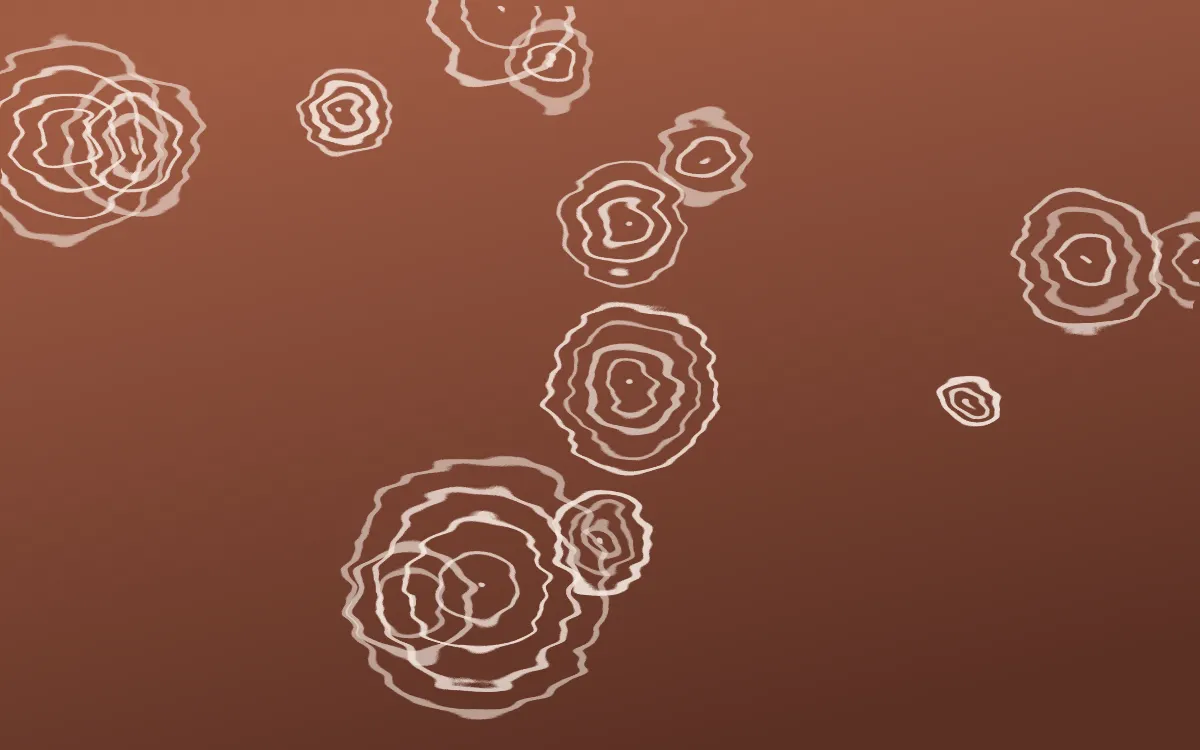 Marrakech Rose Shibori Rings — dark orange, brown and beige shibori background