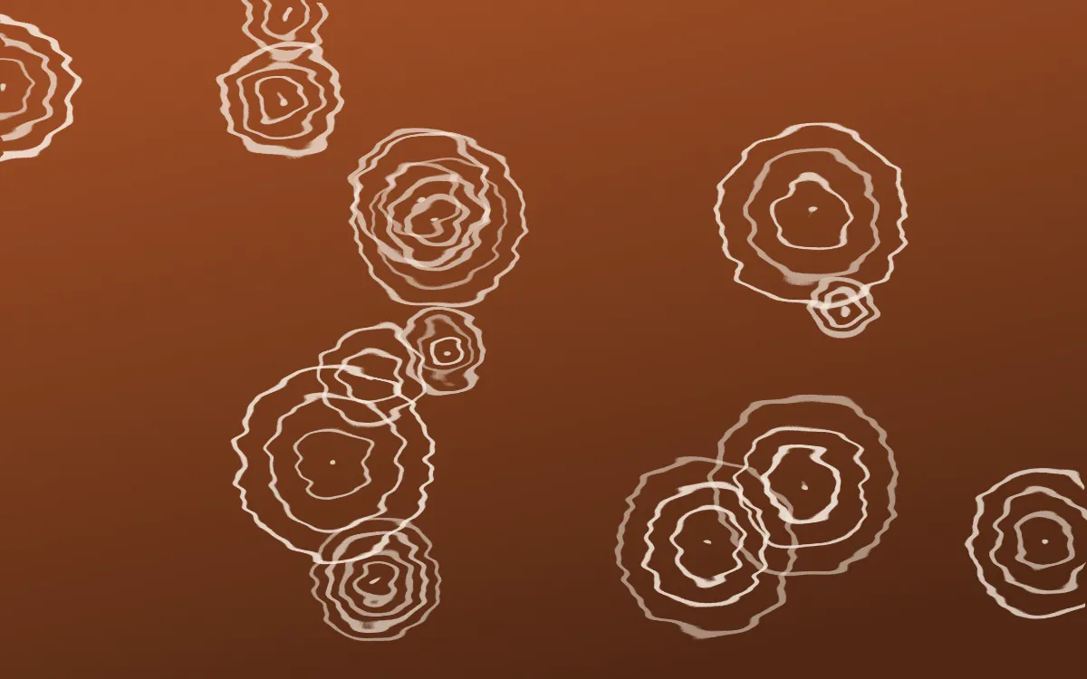 Outback Clay Shibori Rings — dark brown and beige shibori background