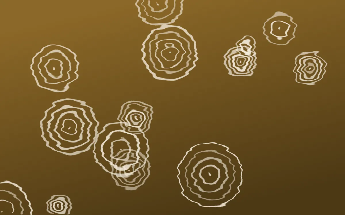 Prague Gold Shibori Rings — dark brown and beige shibori background