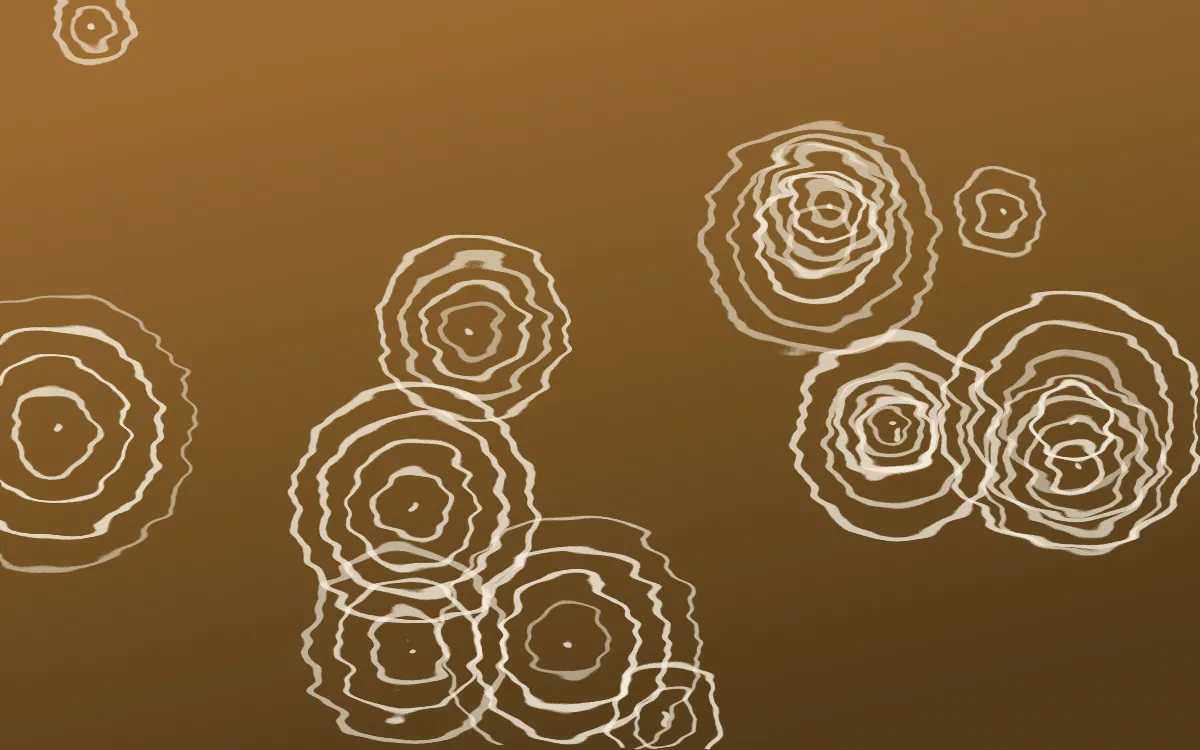 Tuscany Sun Shibori Rings — dark brown and beige shibori background