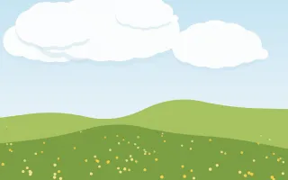 Buttercup Vale III — light blue and green storybook background, variation III