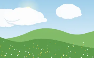 Clover Noon — colourful blue and green storybook background